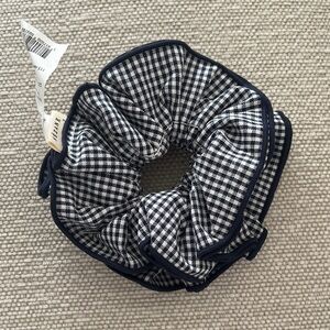 Sezane Gingham Hair Scrunchie - Navy and White